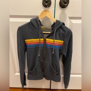 Aviator Nation XS Women’s - Rainbow Stripe Zipper Sweatshirt